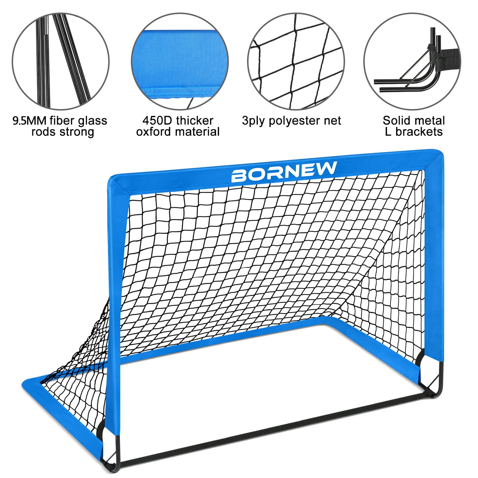 Kids Soccer Goal for Backyard Set - 2 Set of 6X4 / 4X3 ft Toddler Soccer Nets Training Equipment, Soccer Ball, Pop Up Portable Soccer Set for Kids and Youth Games and Training Goals Ages 3-16 Gift