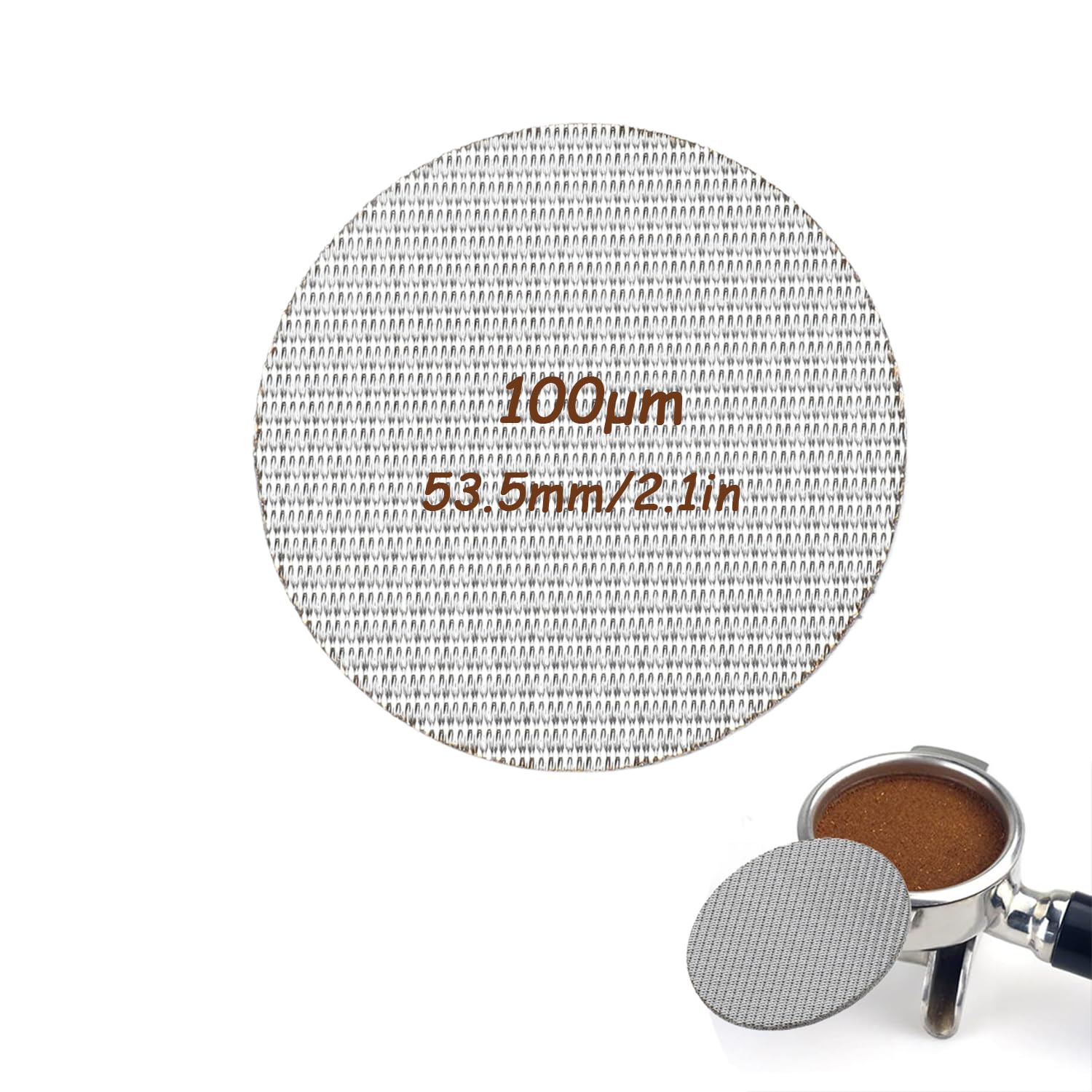 53.5mm Puck Screen, 100μm Reusable Coffee Puck Filter, Coffee Portafilter Screen, Stainless Steel Coffee Filter Screen for Espresso, Lower Shower Screen