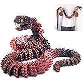 WUQIREN 48.8inch Super Large 3D Printed Snake,Movable Teeth,Bigger Fidget Crystal Snake Toys,3D Printed Stuff Animals Toys,Articulated Snake for Home Office Desk Wall Decor (Black-Red)