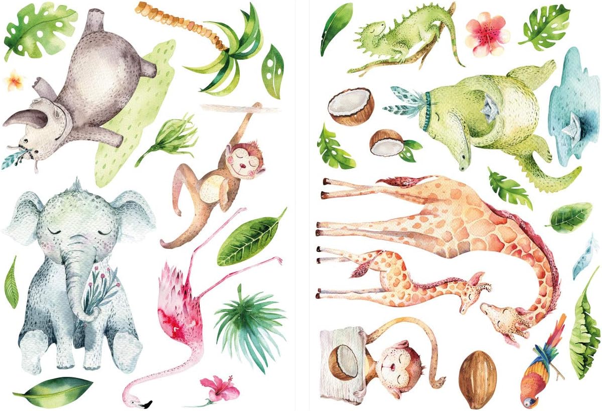 dekodino® Wall Sticker Watercolour Jungle Animals Safari Animals Decoration Set