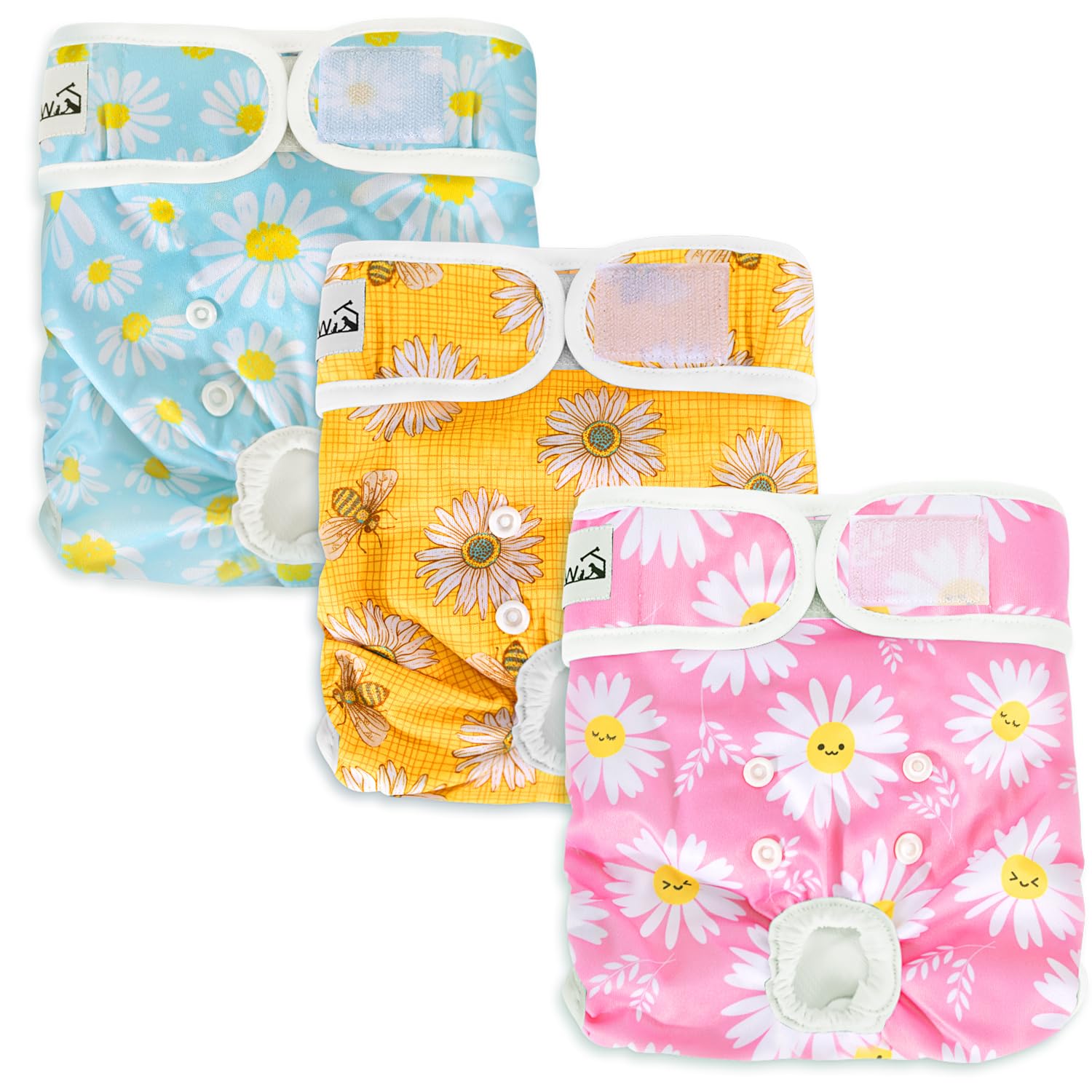 Eyein Reusable Dog Nappies Female - 3 Pack Period Heat Pants Adjustable, Leak Proof Pet Incontinence Nappy Super Absorbent, Doggie Knickers Diaper for Season, Small