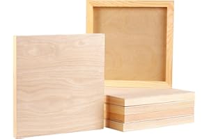 Yarlung 6 Pack 8 x 8 Inches Wooden Painting Panels, Unfinished Birch Wood Canvas Boards Cradled for Watercolor Painting, Draw