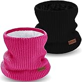 XFUEL Kids Neck Warmer, 2 Pack, Knitted Winter Neck Gaiter, Fleece Lined Infinity Scarf for Boys Girls