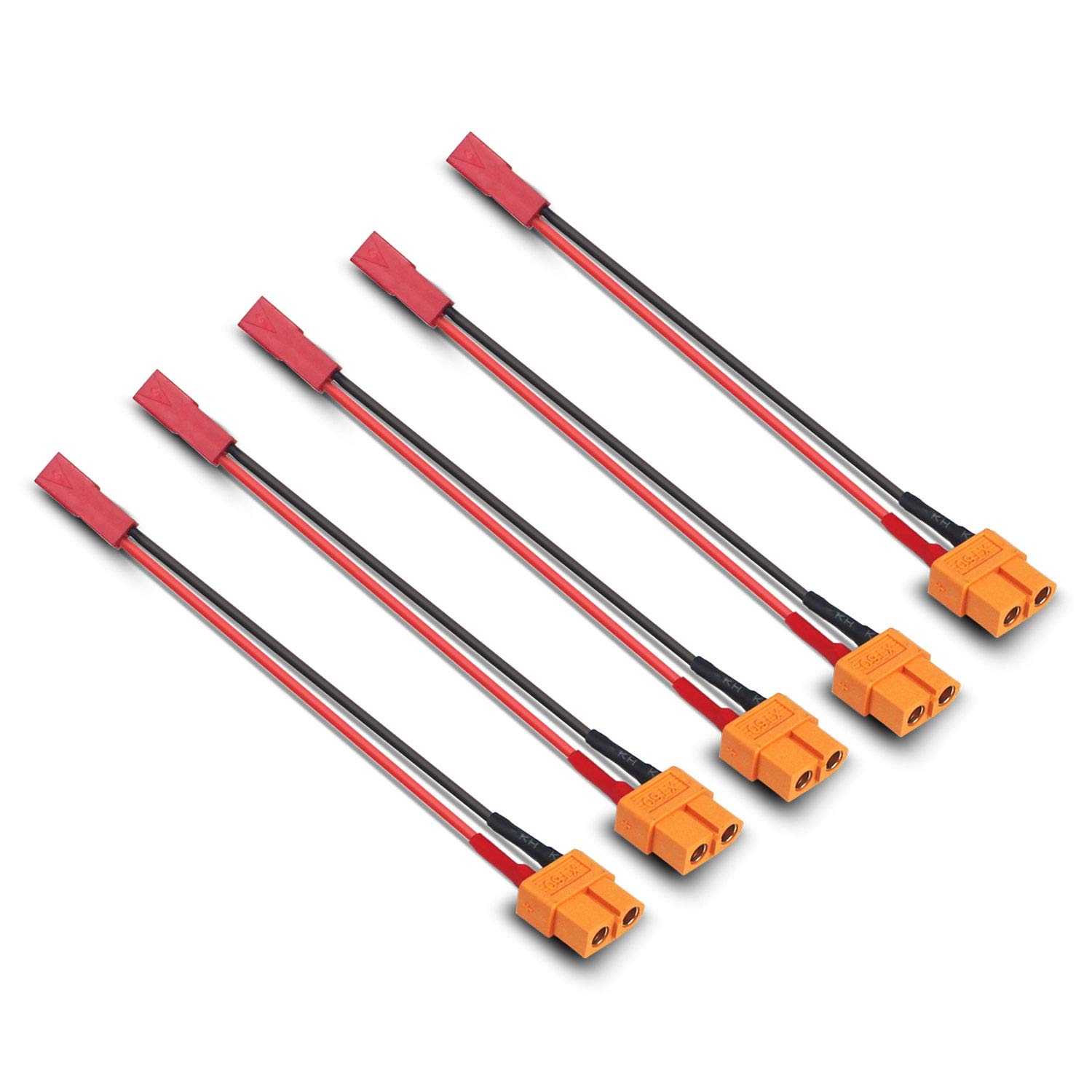 Taikuwu XT60 Female to JST Female Adapter Cable - 20AWG Silicone Wire 10cm RC Connector (5 Pack)
