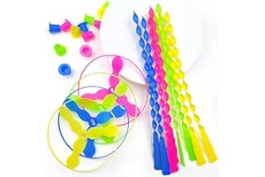 Sepco 40 Pcs Flying Disc Toy Twisty Helicopter Spin Copter Plastic Propeller Flyer Saucers with Launchers Outdoor Toy Kids Party Favors Gifts