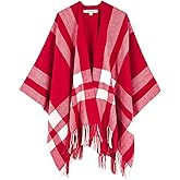 Moss Rose Women's Travel Plaid Shawl Wrap Open Front Poncho Cape for Fall Winter