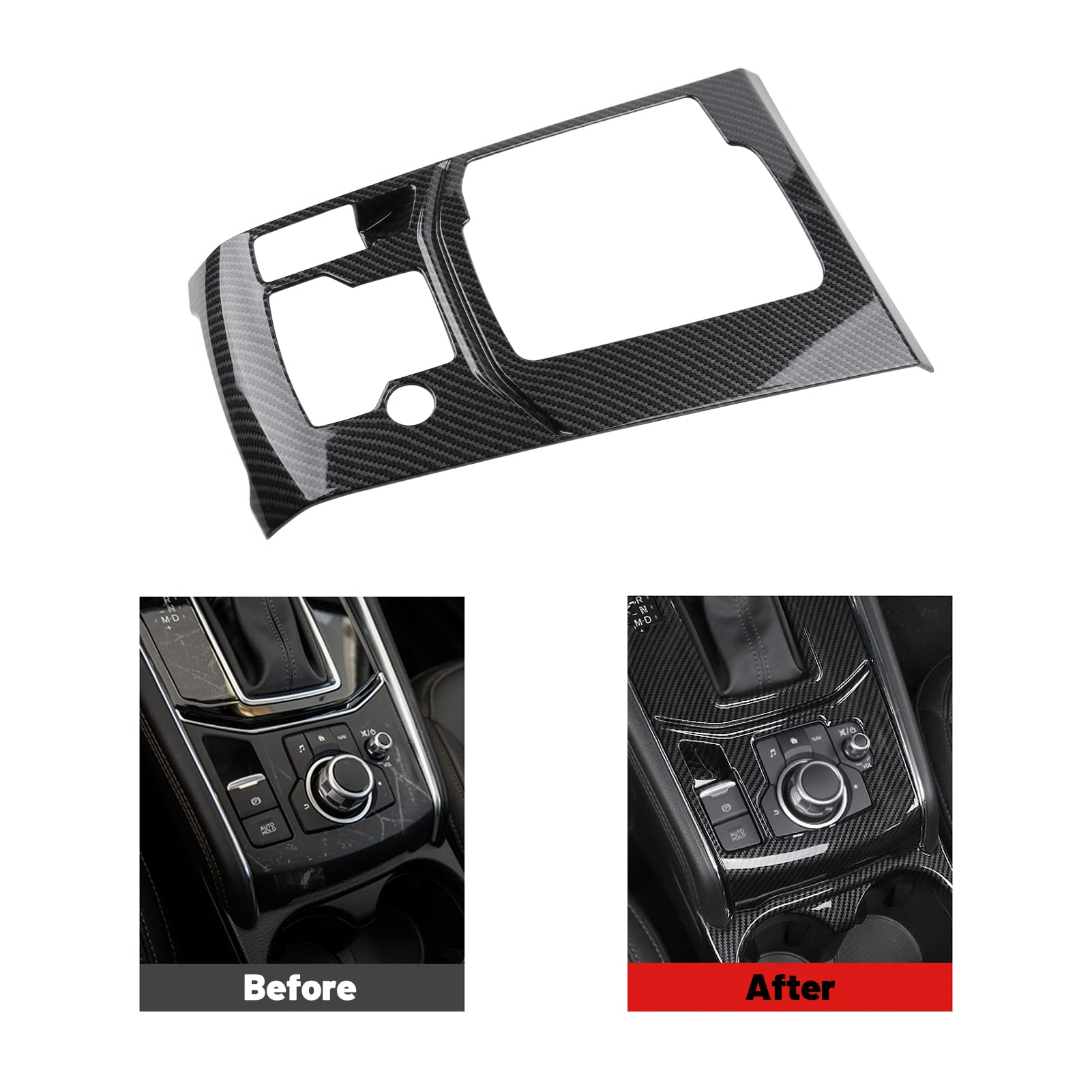 Compatible with Mazda CX-5 2025 2024 2023 2022 2021 2020 2019 2018 2017 Accessories Car Center Console Cover Gear Panel Gear Shift Knob Cover Trims Frame -ABS Carbon Fiber Style