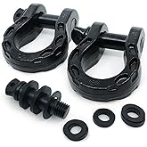 GearAmerica Mega Shackles – 68,000 lbs Capacity, Stronger Than 3/4" D Rings –Tow Shackle & 7/8" Pin & Washers – Securely Connect Tow Strap or Winch Rope for Off-Road Recovery - Black, 2-Pack