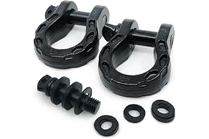 GA GEARAMERICA GearAmerica Mega Shackles - 68,000 lbs Capacity, Stronger Than 3/4" D Rings - Tow Shackle & 7/8" Pin & Washers - Securely Connect Tow Strap or Winch Rope for Off-Road Recovery - Black Anchor Shackle