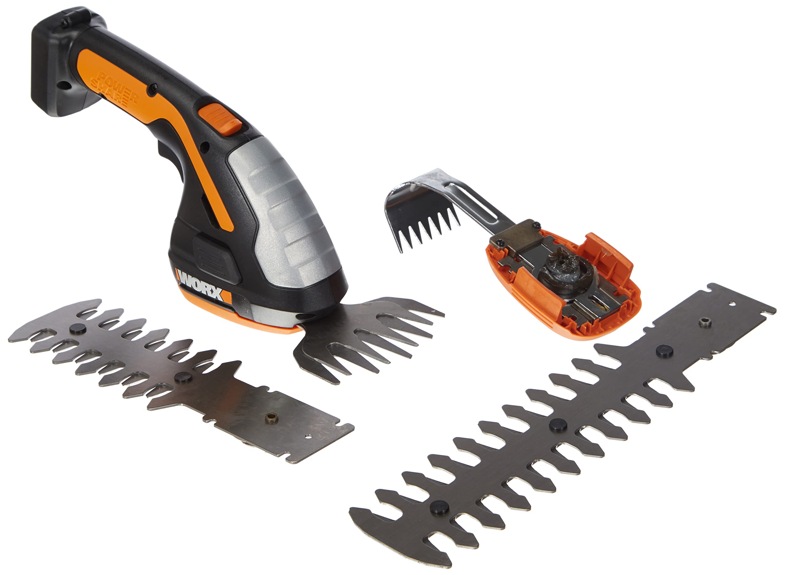 WORX 20V Max Handheld Hedge Trimmer | PowerShare | WG801E.91 | Battery and Charger Not Included | Multifunction, Lawn Scissor, Hoe, Arrangements | Includes Accessories