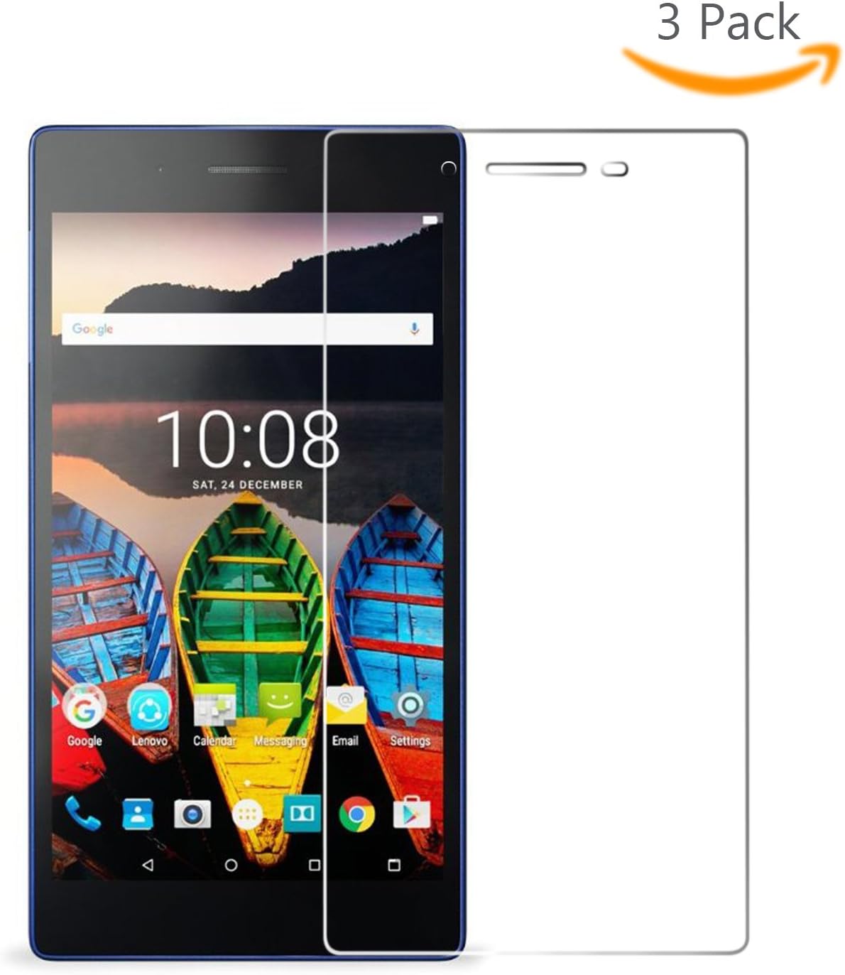 FanTEK Lenovo Tab3 7 Essential Screen Protector - Ultra Thin Crystal Clear High Definition Anti-Bubble Cover Guard for Lenovo Tab3 A7 710F Tablet [3 in 1 Pack]