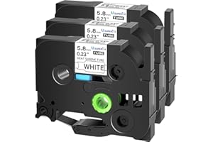 USUPERINK 3PK HSe-211 Heat Shrink Label Compatible for Brother Ptouch Heat Shrink Tubing HSe211 HS-211 HS211 Black on White 5.8mm 0.23'' for Wire Cable for PT-E300 PT-E800W PT-H75 PT-H300 PT-H300LI