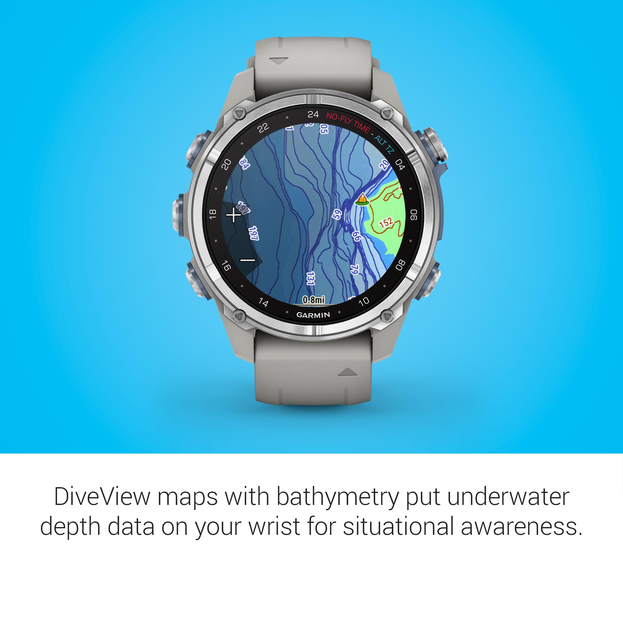 Garmin Descent Mk3 Watch Style-Dive Computer, 43mm, Steel with Fog Gray Band
