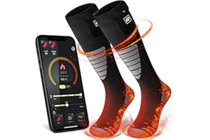 MATKAO Heated Socks for Women Men Rechargeable Washable, Battery Electric Heated Socks Foot Warmers with APP Control for Skiing Hunting Riding Camping Fishing Hiking Outdoor Work