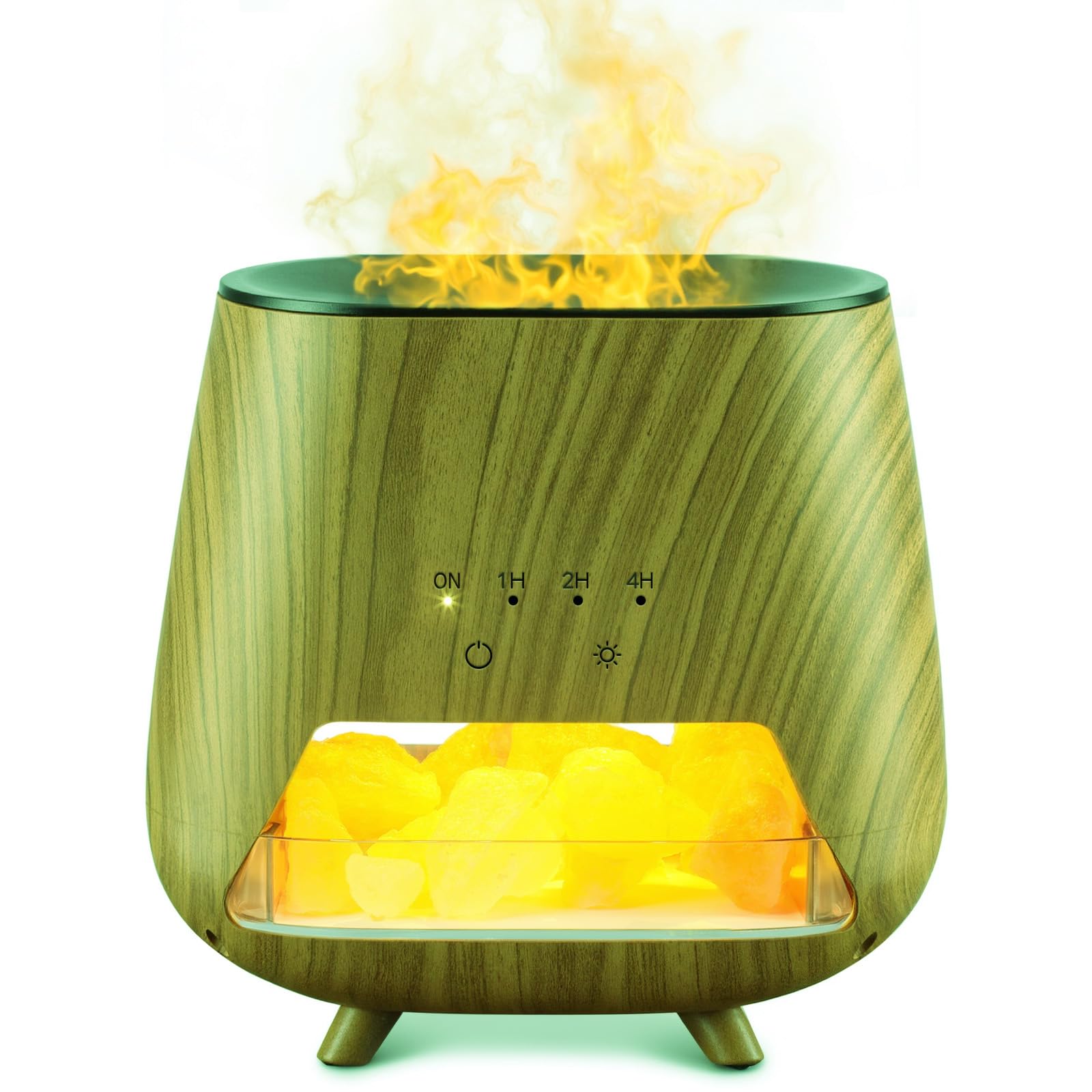 JJNJJN Essential Oil Diffuser for Home: 200ml Aromatherapy Diffuser with Himalayan Pink Salt Rock, Cool Mist Humidifier with Auto Off Function and 9 Colors LED Night Light for Bedroom, Wood Image