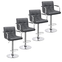 Yaheetech Bar Stools Set of 4, PU Leather