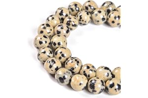 Nancybeads Natural Gemstone Round Spacer Loose Beads for Jewelry Making 15.5" 1 Strand 4mm 6mm 8mm 10mm (6mm 60Beads, Dalmation Spot Jasper)