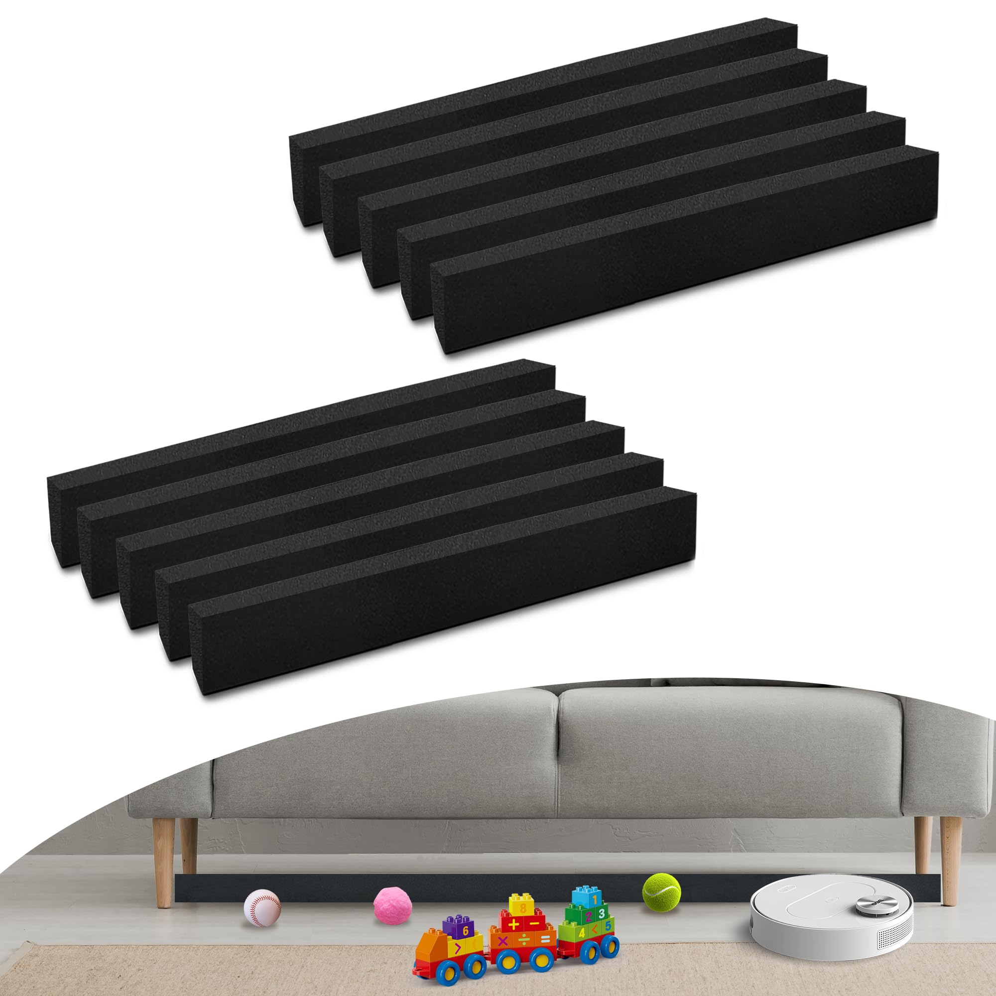 Photo 1 of AmaCielo 10 Pcs Under Couch Blocker, Under Bed Blocker for Pets Toys Barrier, Sponge Under Furniture Blocker with Strong Tapefor, Stopping Small Items from Getting Under Couch 17" L x 2.4" H