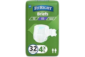 Medline FitRight Incontinence Diapers, Specialty Size Adult Diapers, For Men And Women, Maximum Protection, Waist Size 65"–94", 4XL, 8 briefs per bag, 32 briefs per case