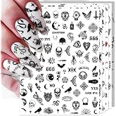 IDDFEVE Snake Nail Art Stickers - Halloween Gothic Black Skull Self-Adhesive 3D Nail Decals for DIY Punk Horror Manicure (6 Sheets)