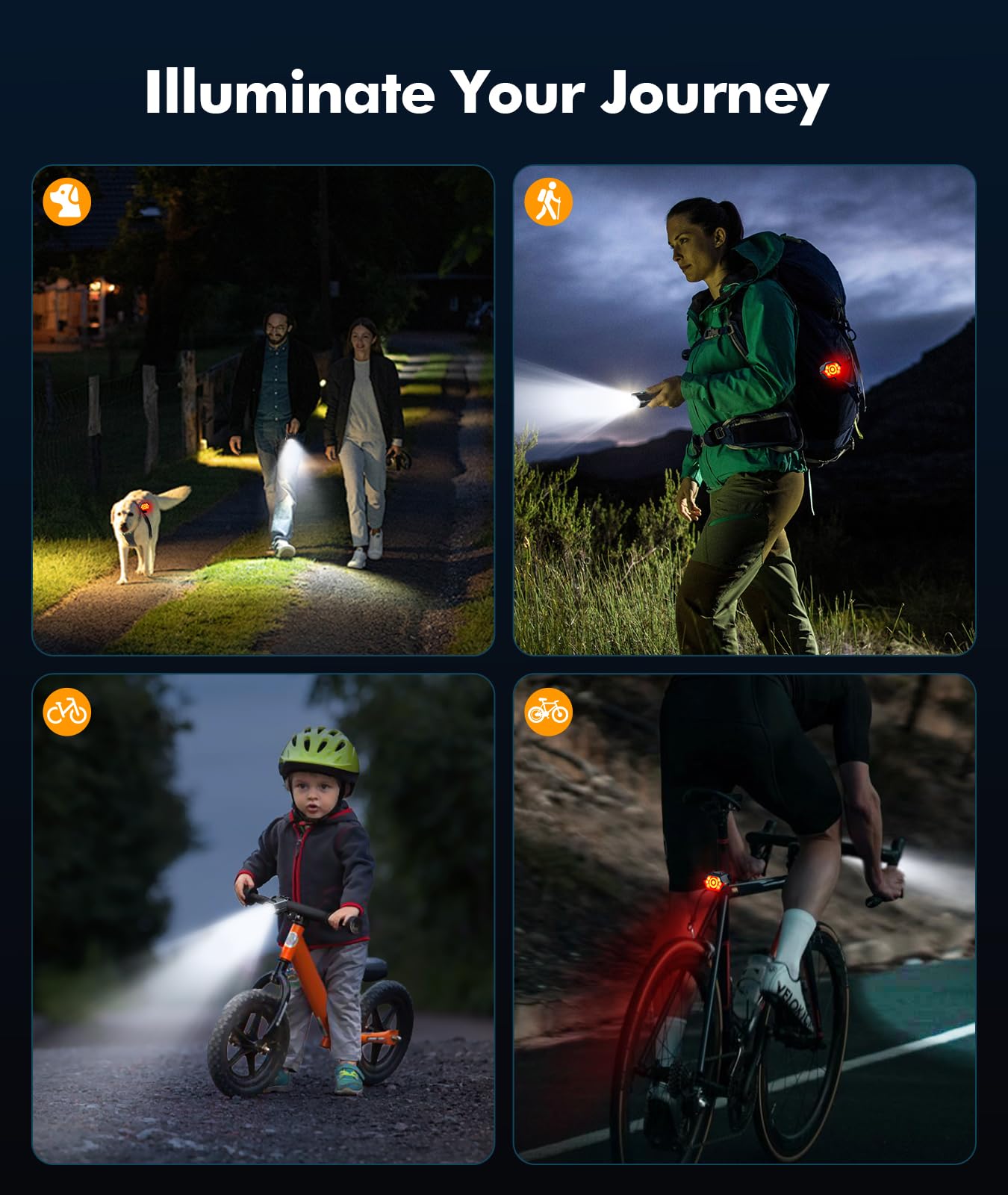 3+6 Modes Bike Lights for Night Riding with Side Light, Rechargeable & IP65 Waterproof Bicycle Light, Bike Headlight and Tail Light Set for Road/Mountain/Kids Bike Cycling Accessories