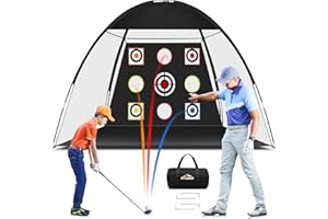 Premkid Golf Net,10x7ft Golf Hitting Training Aids Nets for Backyard Driving Chipping,Golf Practice Net with XL Tri-Turf Golf Mat /12 Golf Balls/12 Golf Tees/Carry Bag