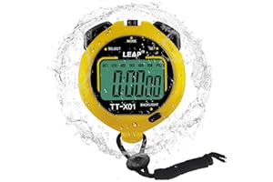 LEAP Digital Stopwatch Timer, Large Display Stop Watch with 30M Waterproof and EL Backlight Function Designed for Sport Coaches Referees Fitness Teacher and Athlete Yellow