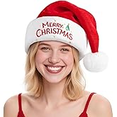 RJVW Christmas Santa Hat for Adults, Thicken Soft Velvet Comfort Classic Santa Claus Hat for New Year Party Headwear Holiday