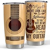 SANDJEST Guitar Tumbler Cup 20oz Guitarist Stainless Steel Insulated Tumblers Guitars Coffee Travel Mug Gift for Musician Players Guitar Lovers Gifts for Birthday Christmas