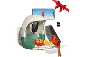 VKFOY Smart Bird Feeder with Camera Solar Powered, AI Identify Bird Species, 2K HD Live View and Instant Notification, Auto Record Videos in Backyard, Ideal Gift for Bird Lover(with 32G Card)