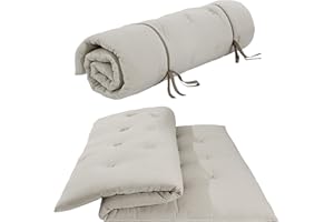 HOMBYS Japanese Floor Mattress Full Size,Foldable Tatami Mat,100% Cotton Shell Sleeping Mat Futon Mattress,Dormitory Sleeping Pad,Roll Up Floor Lounger Bed for Adult Child,Khaki 80 in x 54 in