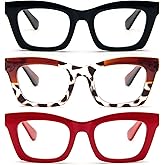 REAVEE Oprah Style Reading Glasses for Women, Blue Light Blocking Stylish Oversized Computer Readers Spring Hinge