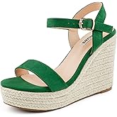 JOY IN LOVE Womens Espadrilles Wedge Sandals Platform Heels Ankle Strap Open Toe Buckle Sandals