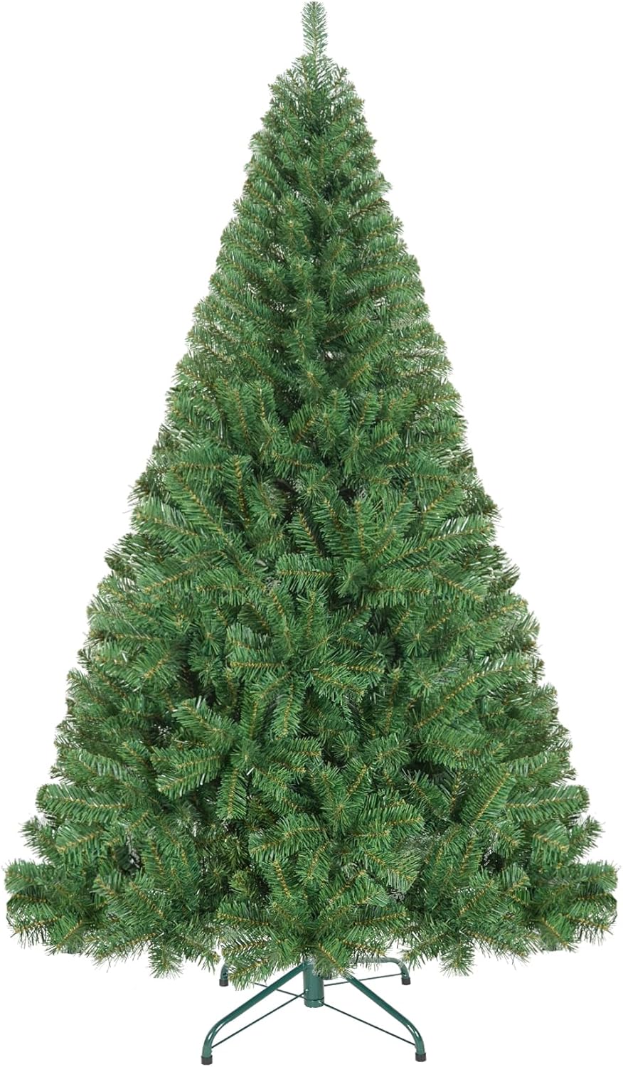 Trees - leheyhey 5ft Artificial Christmas Pine Tree Holiday Xmas Green Tree for Home Office Holiday Party Indoor Outdoor Decoration Full Hinged Christmas Tree with 407 Branch Tips and Metal Foldable Stand