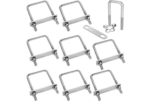 CertBuy 8 Pack Square U-Bolts 2-1/2" Inner Width 100mm Length 304 Stainless Steel U-Bolts with Washers and Nuts Replacement Parts and Accessories for Automobiles Trailer, Ski Boat, or Sailboat Trailer