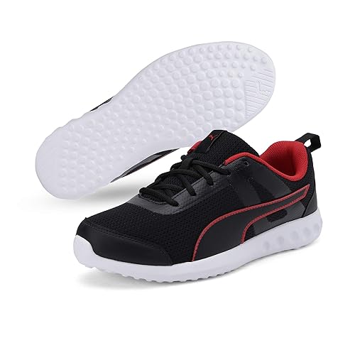 puma black high risk red shoes