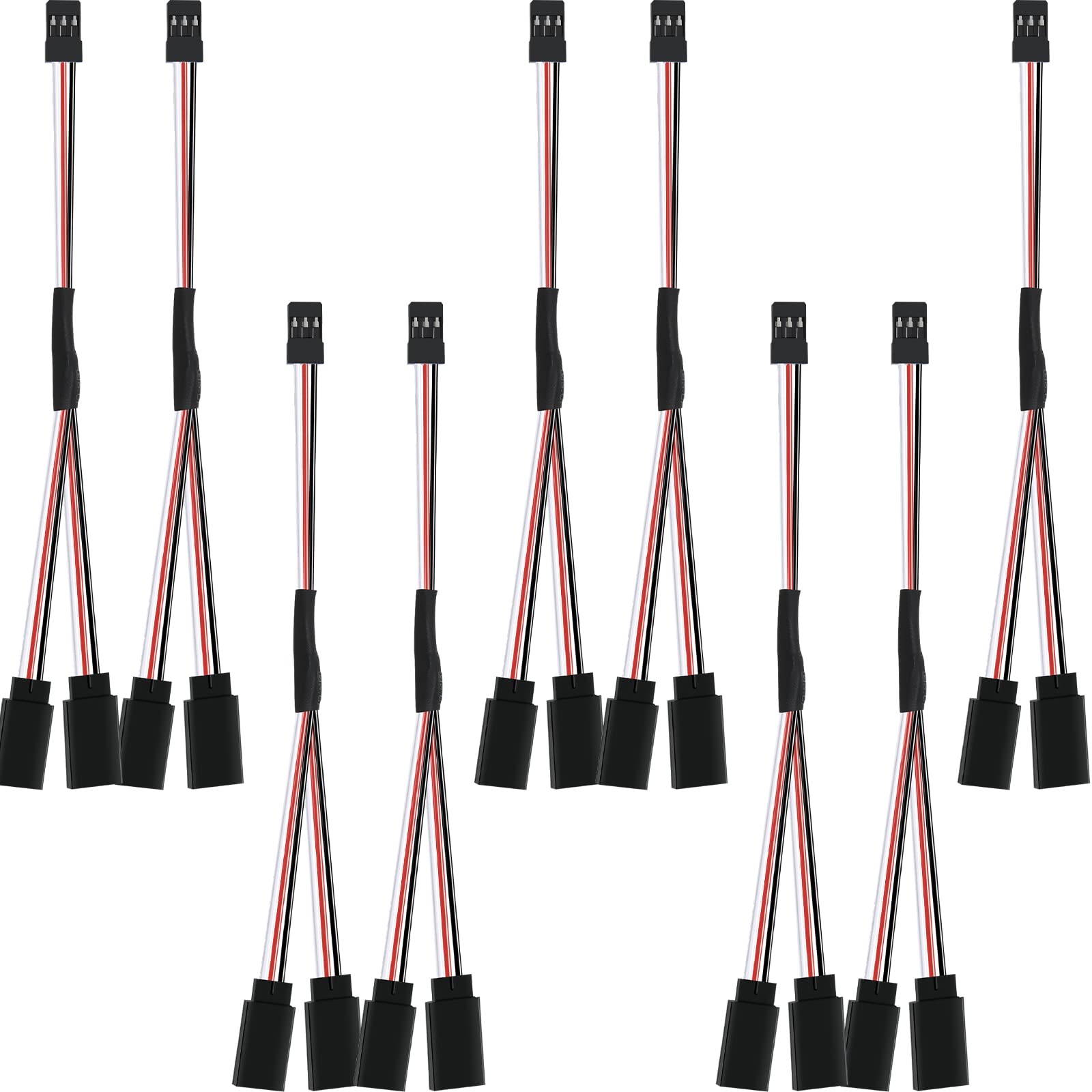 Eccliy 9 Pieces Y Connector 3 Pin Plug Splitters Servo Extension Male to Female Servo Extension Cord Wire Cable Compatible with Jst Rc Jr Futaba Rc Car or Airplanes(Male to 2 Female Y Harness)