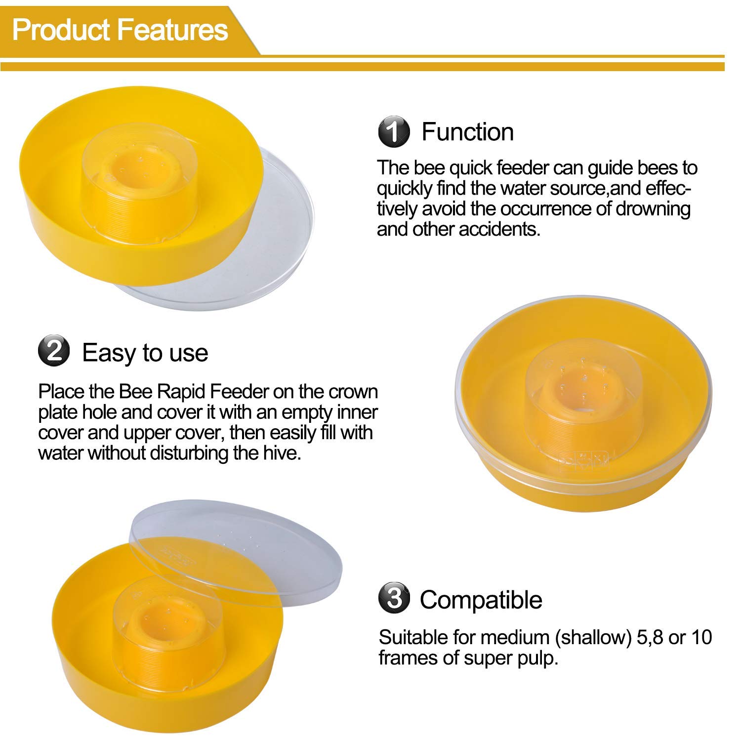 Bee Round Rapid Feeder, Beekeeping Water Feeder Beehive Drinking Bowl For Bee Keeping Equipment - Image 5