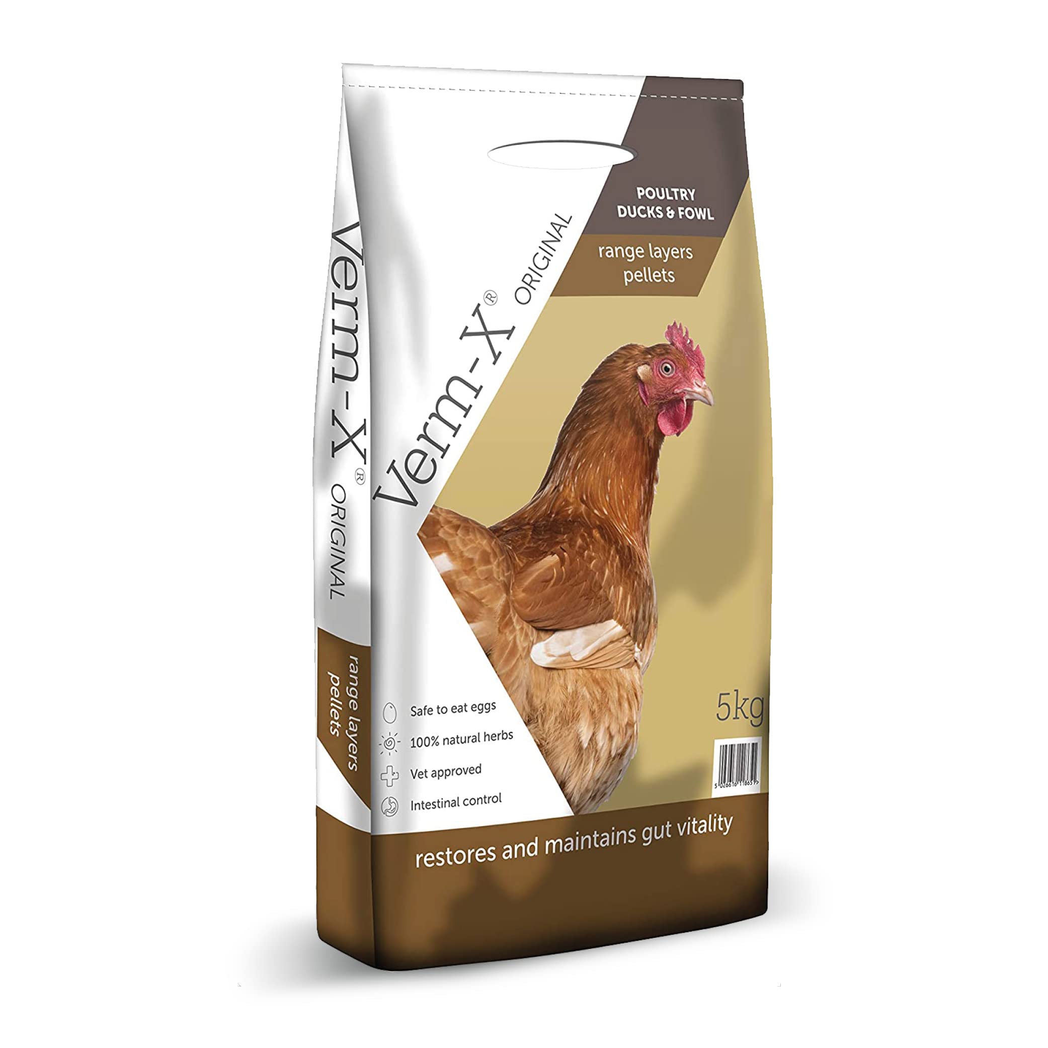 Copdock Mill Range Layers Pellets with Verm-X Chicken Feed, 5kg - Premium Quality Complete Food for Poultry - 100% Natural Mix to Aid Digestion and Protect Against Intestinal Problems In Chickens