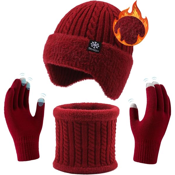 Winter Warm Skull Cap & Scarf Set - Fleece Lined Beanie Hat For Men & Women, Mom & Dad - View #9