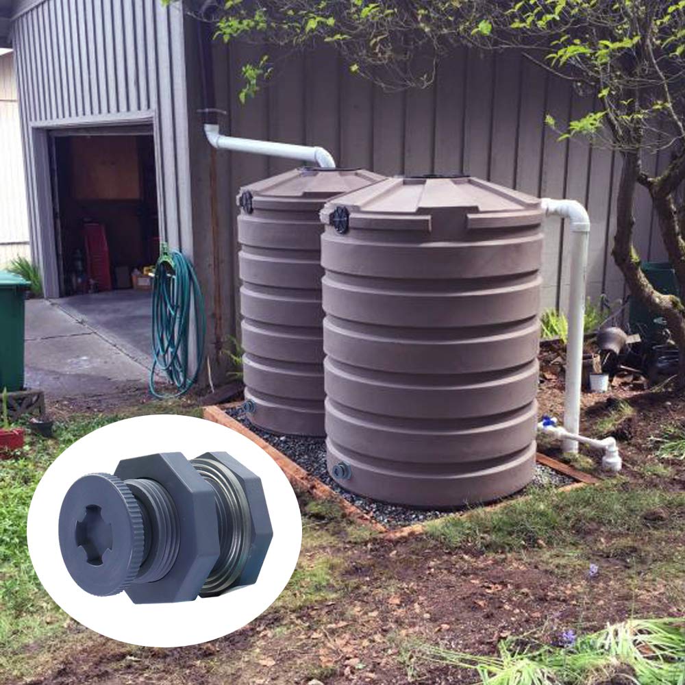 Omitfu Set of 3 PVC 3/4 Inch Bulkhead Fitting with Plugs Threaded