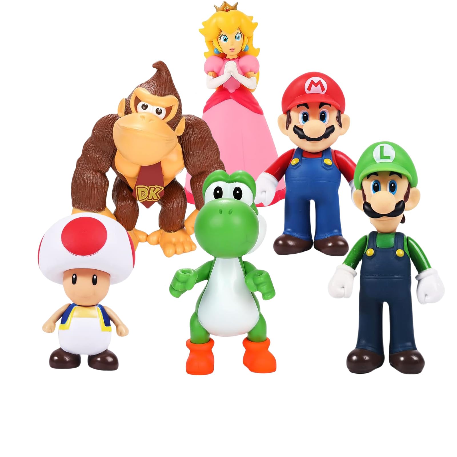5 in Mario Toys,Mario &Luigi &Super Mary Princess,Orangutan,Mushroom,Mario Action Figures (6