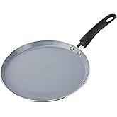 MasterClass Eco Induction Crepe/Pancake Pan with Healthier Chemical Free Non Stick, Aluminium/Iron, Black/Blue, 24 cm