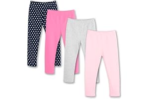 GLASH Kids Baby and Toddler Girls 4-Pack Cotton Pants 12 Months - 5 Years