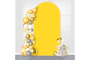 M. CONDUCTED Arch Backdrop Cover, 6FT Wedding Arch Cover Spandex Fitted Arch Covers Stretchy Cardboard Chiara Wall Backdrop Stand Fabric- Yellow Arch Backdrop Panel for Birthday Party Baby Shower Banquet Decor