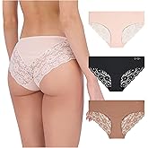 Jessica Simpson Seamless Underwear For Women, Lace Hipster Panties, Cute Breathable and Comfortable Multipack, Ropa Interior