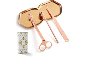 PATOISE 4 in 1 Candle Accessory Set, Wick Trimmer, Candle Snuffer, Wick Scoop,Storage Tray,Perfect for Candle Lovers (Rose Gold)