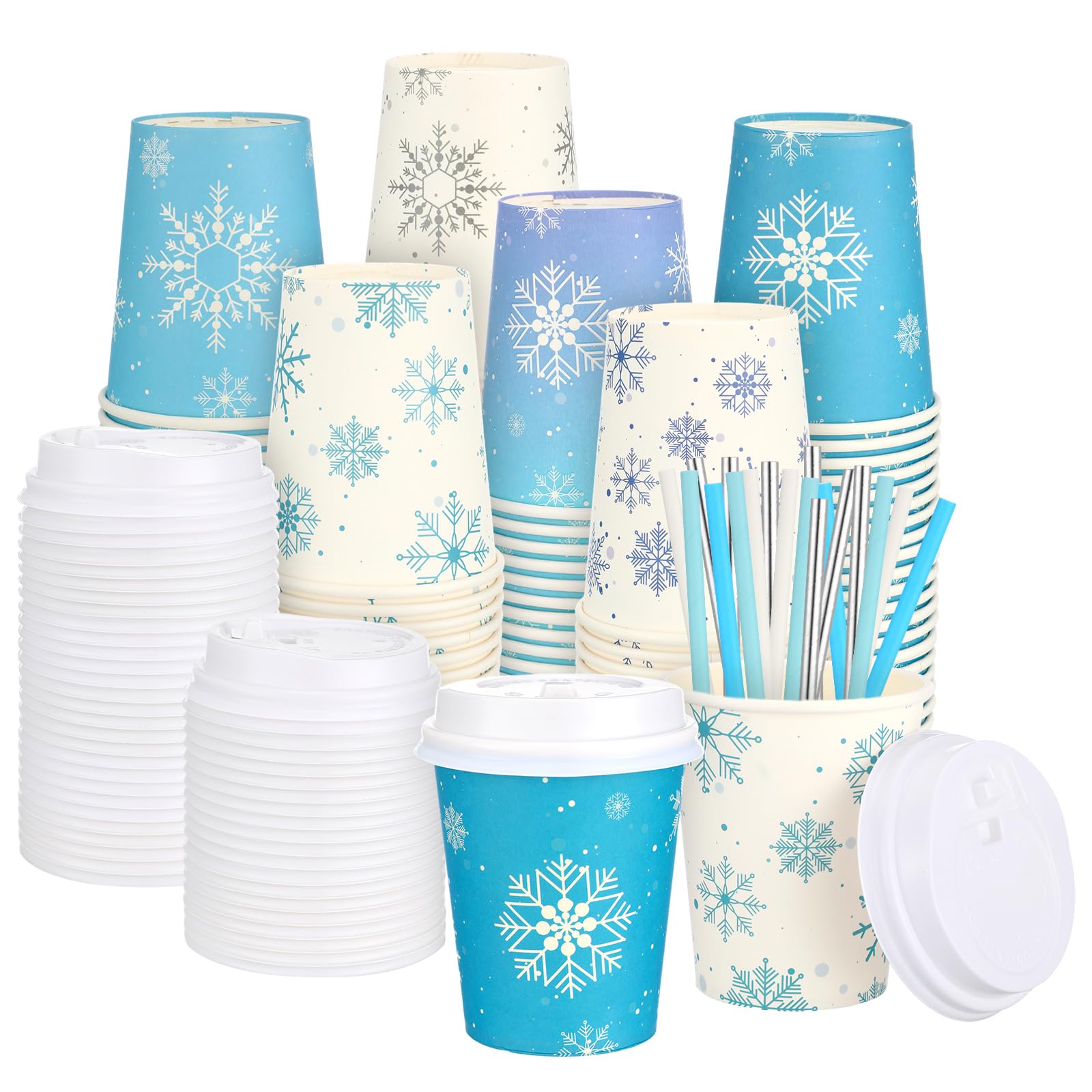 Photo 1 of *MISSING PARTS*
Suttmin 48 Sets 9 oz Christmas Snowflake Disposable Coffee Cups Hot Coffee Paper Cups with Lids and Straws Bulk Disposable Espresso Tea Mug for Christmas Holiday Party Supplies