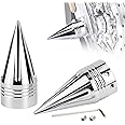 YHTIMIOX Motorcycle Front Axle Nut 3.6" CNC Spike Axle Nut Covers Caps for Harley Touring Street Glide Fat Boy Road King Electra Glide Tri Glide Dyna (Chrome)