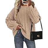 KIRUNDO Oversized Chunky Cable Knit Sweater Women 2026 Fall Fashion Cozy Long Sleeve Crewneck Pullover Winter Clothing